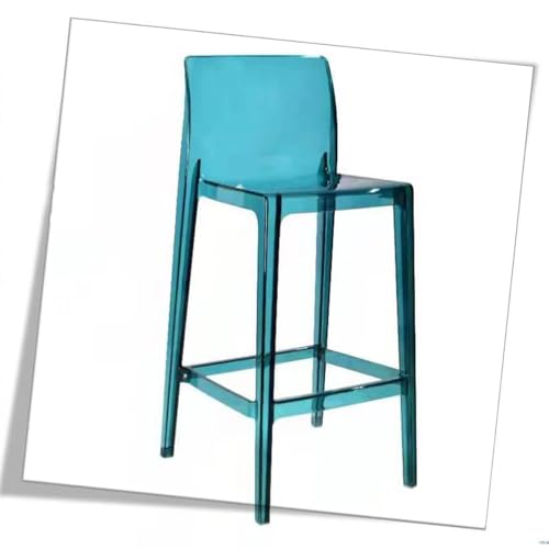 SMELEDFCFK Thekenhöhe Barstuhl Transparenter Bar Hocker Hoher Hocker Mit Lehne Acryl Küchenhocker Armlose Tresenhocker 65 cm Hoch Hocker ﻿(Blue) von SMELEDFCFK