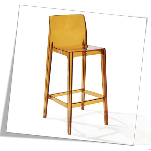 SMELEDFCFK Thekenhöhe Barstuhl Transparenter Bar Hocker Hoher Hocker Mit Lehne Acryl Küchenhocker Armlose Tresenhocker 65 cm Hoch Hocker ﻿(Brown) von SMELEDFCFK