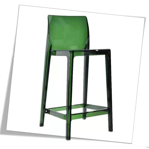 SMELEDFCFK Thekenhöhe Barstuhl Transparenter Bar Hocker Hoher Hocker Mit Lehne Acryl Küchenhocker Armlose Tresenhocker 65 cm Hoch Hocker ﻿(Green) von SMELEDFCFK