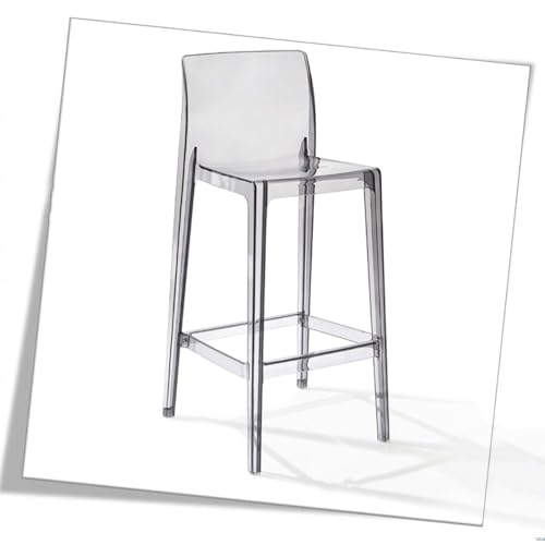 SMELEDFCFK Thekenhöhe Barstuhl Transparenter Bar Hocker Hoher Hocker Mit Lehne Acryl Küchenhocker Armlose Tresenhocker 65 cm Hoch Hocker ﻿(Grey) von SMELEDFCFK