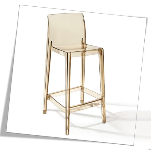 SMELEDFCFK Thekenhöhe Barstuhl Transparenter Bar Hocker Hoher Hocker Mit Lehne Acryl Küchenhocker Armlose Tresenhocker 65 cm Hoch Hocker ﻿(Khaki) von SMELEDFCFK