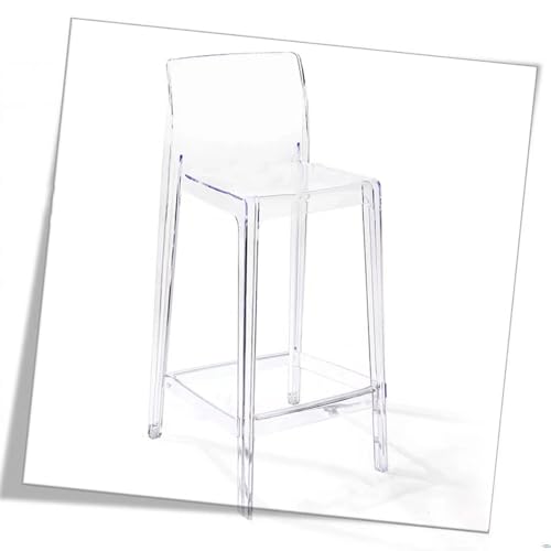 SMELEDFCFK Thekenhöhe Barstuhl Transparenter Bar Hocker Hoher Hocker Mit Lehne Acryl Küchenhocker Armlose Tresenhocker 65 cm Hoch Hocker ﻿(Transparent) von SMELEDFCFK
