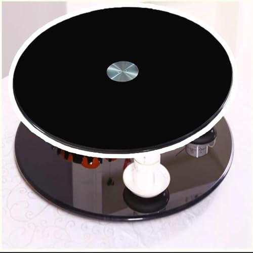 SMELEDFCFK Tischplatte Lazy Susan Drehteller 80 90 100cm Glas Drehteller Schwarz Große Gehärtetes Glas Drehplatte Runder Esstisch Servierplatte Glatt Rotierend(100cm/40in) von SMELEDFCFK