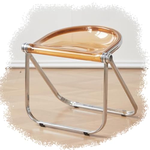 SMELEDFCFK Tragbarer Klappstuhl Transparenter Falthocker Ohne Armlehnen Hocker Zusammenklappbarer Küchenstuhl 45cm Sitzhocker Für Esszimmer Transparent Stühle(Brown) von SMELEDFCFK