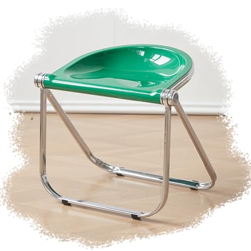 SMELEDFCFK Tragbarer Klappstuhl Transparenter Falthocker Ohne Armlehnen Hocker Zusammenklappbarer Küchenstuhl 45cm Sitzhocker Für Esszimmer Transparent Stühle(Green) von SMELEDFCFK