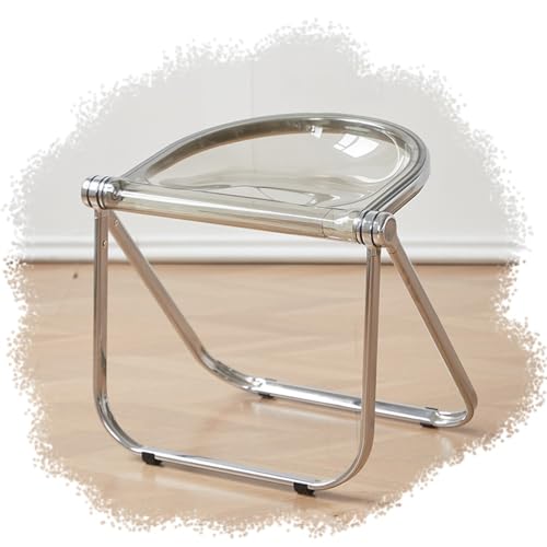 SMELEDFCFK Tragbarer Klappstuhl Transparenter Falthocker Ohne Armlehnen Hocker Zusammenklappbarer Küchenstuhl 45cm Sitzhocker Für Esszimmer Transparent Stühle(Grey) von SMELEDFCFK