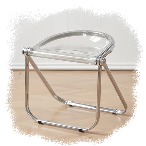SMELEDFCFK Tragbarer Klappstuhl Transparenter Falthocker Ohne Armlehnen Hocker Zusammenklappbarer Küchenstuhl 45cm Sitzhocker Für Esszimmer Transparent Stühle(Transparent) von SMELEDFCFK