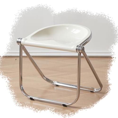 SMELEDFCFK Tragbarer Klappstuhl Transparenter Falthocker Ohne Armlehnen Hocker Zusammenklappbarer Küchenstuhl 45cm Sitzhocker Für Esszimmer Transparent Stühle(White) von SMELEDFCFK