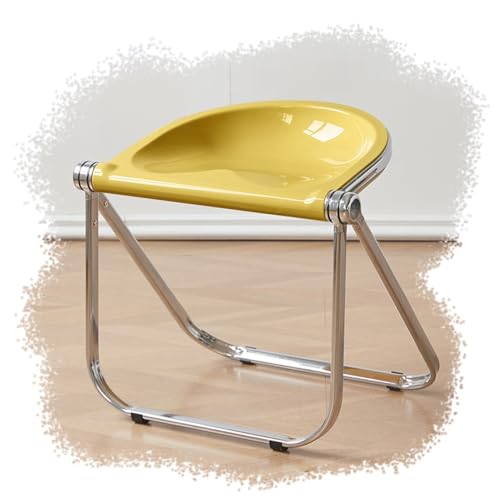 SMELEDFCFK Tragbarer Klappstuhl Transparenter Falthocker Ohne Armlehnen Hocker Zusammenklappbarer Küchenstuhl 45cm Sitzhocker Für Esszimmer Transparent Stühle(Yellow) von SMELEDFCFK