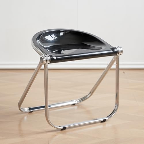 SMELEDFCFK Transparente Klapphocker Modern Klappstuhl Ohne Lehne Faltstuhl Tragbar Hocker 45cm Hoch Küchenhocker Für Haus Wohnzimmer ﻿(Black) von SMELEDFCFK
