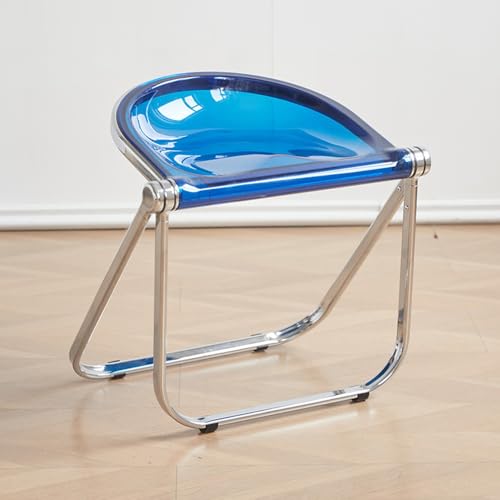 SMELEDFCFK Transparente Klapphocker Modern Klappstuhl Ohne Lehne Faltstuhl Tragbar Hocker 45cm Hoch Küchenhocker Für Haus Wohnzimmer ﻿(Blue) von SMELEDFCFK