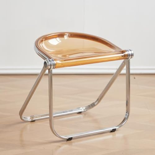 SMELEDFCFK Transparente Klapphocker Modern Klappstuhl Ohne Lehne Faltstuhl Tragbar Hocker 45cm Hoch Küchenhocker Für Haus Wohnzimmer ﻿(Brown) von SMELEDFCFK