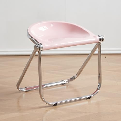 SMELEDFCFK Transparente Klapphocker Modern Klappstuhl Ohne Lehne Faltstuhl Tragbar Hocker 45cm Hoch Küchenhocker Für Haus Wohnzimmer ﻿(Pink) von SMELEDFCFK