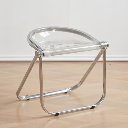 SMELEDFCFK Transparente Klapphocker Modern Klappstuhl Ohne Lehne Faltstuhl Tragbar Hocker 45cm Hoch Küchenhocker Für Haus Wohnzimmer ﻿(Transparent) von SMELEDFCFK