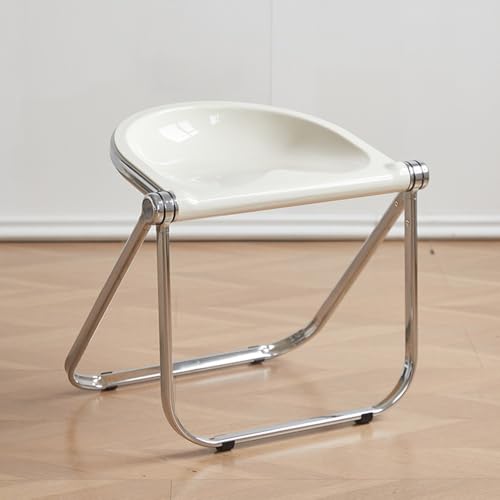 SMELEDFCFK Transparente Klapphocker Modern Klappstuhl Ohne Lehne Faltstuhl Tragbar Hocker 45cm Hoch Küchenhocker Für Haus Wohnzimmer ﻿(White) von SMELEDFCFK