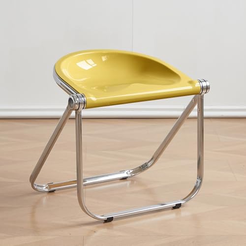 SMELEDFCFK Transparente Klapphocker Modern Klappstuhl Ohne Lehne Faltstuhl Tragbar Hocker 45cm Hoch Küchenhocker Für Haus Wohnzimmer ﻿(Yellow) von SMELEDFCFK
