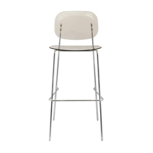 SMELEDFCFK Transparente Thekenhocker Barstühle Armloser Barhocker Küchenstuhl Aus Acryl Bar Hocker Mit Rückenlehne Und Fußstütze, Mehrere Farben(Khaki,75cm) von SMELEDFCFK