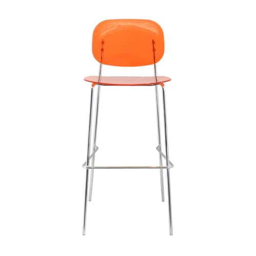 SMELEDFCFK Transparente Thekenhocker Barstühle Armloser Barhocker Küchenstuhl Aus Acryl Bar Hocker Mit Rückenlehne Und Fußstütze, Mehrere Farben(Orange,65cm) von SMELEDFCFK