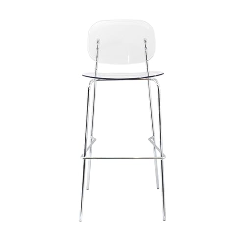 SMELEDFCFK Transparente Thekenhocker Barstühle Armloser Barhocker Küchenstuhl Aus Acryl Bar Hocker Mit Rückenlehne Und Fußstütze, Mehrere Farben(Transparent,65cm) von SMELEDFCFK