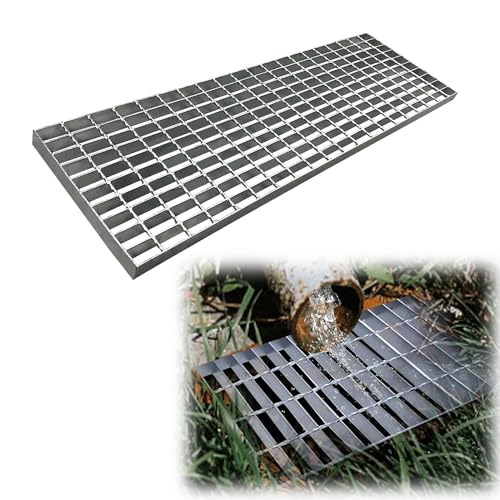 SMELEDFCFK Verzinktem Stahl Abflussgitter Aussen Kanalrost Robuster Ablaufabdeckung Rechteckig Ablaufrost Für Auffahrt Garage Hof Parkplatz(500x250x20mm) von SMELEDFCFK