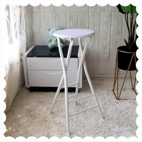 SMELEDFCFK Weiß/schwarz Klappbar Küchenhocker, Modern Barhocker Mit Fußstütze, Klapphocker Mit Metallbeinen, Küchenstuhl Für Geschäft Küche Camping(White) von SMELEDFCFK