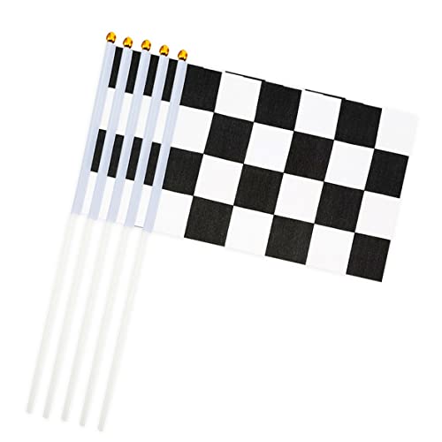 10 Stücke Mini Hand Flagge Internationale Flagge Stick Flag Black and White Karierte Flagge Runde Top Nationale Land Flaggen, Party Dekorationen Liefert Für Paraden, Sportveranstaltungen von SMELEYOU