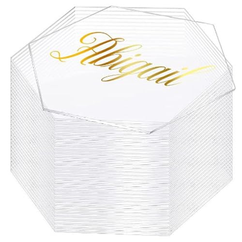 30pcs Acryl Place Karten klare Hexagon Acryl Tischkarten für Sitzplätze Leerenname Teller für Dekoration Büroschild Untersetzer und anderes DIY Projekt von SMELEYOU