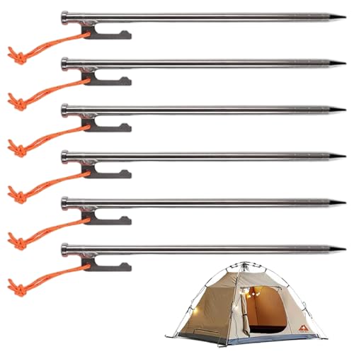 6pcs Titan -Zelteinsätze 8 Zoll Ultraleichte Zelteinsätze mit reflektierendem Seil für Gartencamping -Wandern und Pflanzenunterstützung im Freien von SMELEYOU