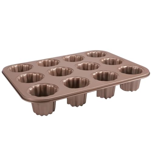 Canele Formen, 12-Cavitation Nicht-Stall-Canele-Formmorm Kohlenstoffstahl Backformen 13, 8 x 10 Zoll Backpfanne ideal für Haus Cannel Bread Muffin Kuchen von SMELEYOU