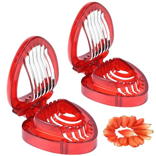 Erdbeer -Slicer, 2pcs Erdbeerschneider geformte Eierschneider leicht zu bedienend Obst -Edelstahl -Klingen -Küche Gadget Set ideal für Home Spam Banane von SMELEYOU