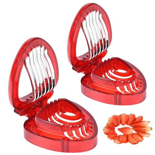 Erdbeer -Slicer 2pcs Strawberry Cutter -geformtes Eierschneider leicht zu bedienendem Obst -Edelstahl -Klingen -Küchen -Gadget für Spam Banane von SMELEYOU