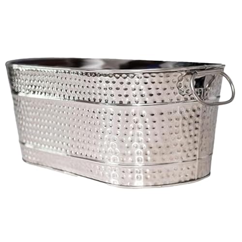 Getränkewanne Lebensmittel sichere verzinkte Wanne mit Griffen 15QT Champagner -Eimer rostbeständig ＆ robuste Eisklucke für Partys für 8 Stunden Kühlstangenversorgung trinken Eis von SMELEYOU