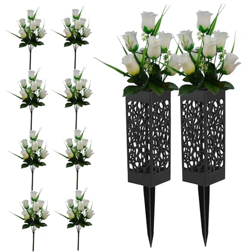 Grabvase Mit Erdspieß Grabblumentöpfe mit Blumen Friedhof Vasen 2 Sets hohl Säulengedämmerung Vasen für Gräber abnehmbare Fade resistente Künstliche Begräbnisblüten im Freien im Freien Grabvase Mit Erdspieß Grabblumentöpfe mit Blumen Friedhof Vasen 2 Sets hohl Säulengedämmerung Vasen für Gräber abnehmbare Fade resistente Künstliche Begräbnisblüten im Freien im Freien von SMELEYOU
