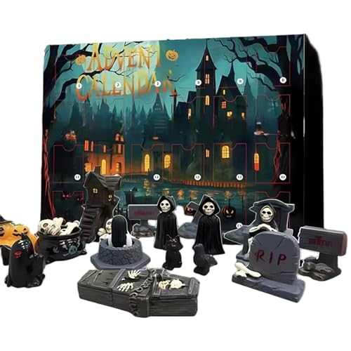 Halloween Adventskalender 2025 Harz Harz Halloween Skull Advent Calender mit 24 Prozent sammelbaren Puppenfiguren für Kinder und Erwachsene von SMELEYOU