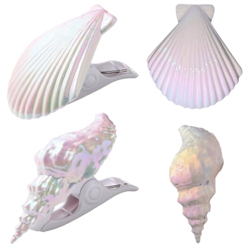 Handtuchklammern für Strandliegen 4PCS Sea Snail und Strandstuhltuch Klumpen Windschutz Pooltuch Klammern Dekorative Strandtuchklammern für Lounge Stühle Picknick Camping, Weiß von SMELEYOU