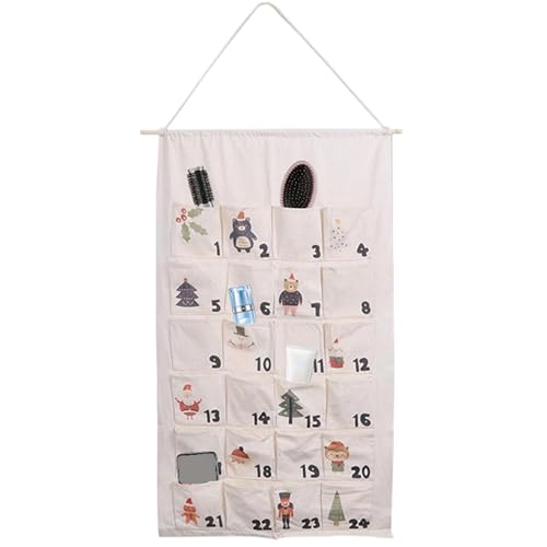 Hanging Adventskalender mit 24 Taschen Weihnachtskalender Organizer leerer füllbarer tragbarer Countdown für Tür- oder Wand Weihnachtsdekorationen von SMELEYOU