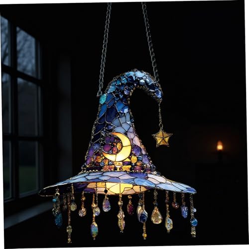 Hexenhut Lampe Buntglas 2D Flache Acryl Halloween Hexenhut Lampe 7 3x7.9 Fenster Hängender Sonnenfänger für Wand Halloween Dekor Hexenhut Lampe Buntglas 2D Flache Acryl Halloween Hexenhut Lampe 7 3x7.9 Fenster Hängender Sonnenfänger für Wand Halloween Dekor von SMELEYOU