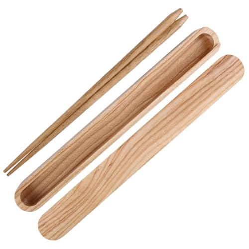 Hölzerne Küstenstäbchen 8.9 '' wiederverwendbare Essstäbchen fahren mit Pull -Hülle chinesische Style -Holzgeschirr Utensilien für Außenhygien -Esskarten Khaki von SMELEYOU