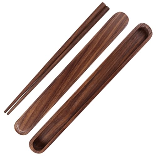 Hölzernen Küstenstäbchen 8.9 '' Wiederverwendbare Essstäbchen fahren mit Pull -Hülle chinesische Style -Holzgeschirr Utensilien für Außenhygien -Essschwarz im Freien von SMELEYOU