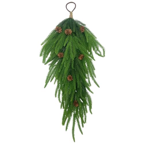 Kiefernnadeln Weihnachten Swag 26 Zoll künstliche Kiefernzweige mit Zapfen Realistische Norfolk Girlande grüne Weihnachtskränze für Dekor von SMELEYOU