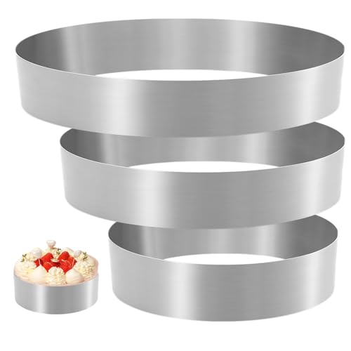 Kuchenring -Set von 3 4 Zoll/6 Zoll Edelstahl Kuchenform glatt verdickter DIY -Gebäckringe Waschbare wiederverwendbare Backringe für Heimbäckereien Shop von SMELEYOU