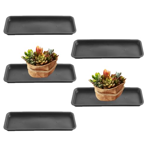 Pflanzschale Blumentopf Untersetzer Eckig 5pcs Blumen Untersetzer für Töpfe rechteckige Plastikplatten Untersetzer Blumenkasten Pflanzentopfschale Leckfeste Pflanze Tropfschalen Schwerlastpflanze von SMELEYOU