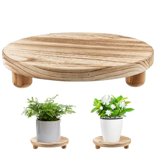 Pflanzständer runder Blumentopfständer 10 Zoll Holzständer kleine Pflanzenständer Blumentopfhalter für den Innenbereich Pflanztopfständer Tablett dekorativer Tortenständer aus Holz Säulentische von SMELEYOU