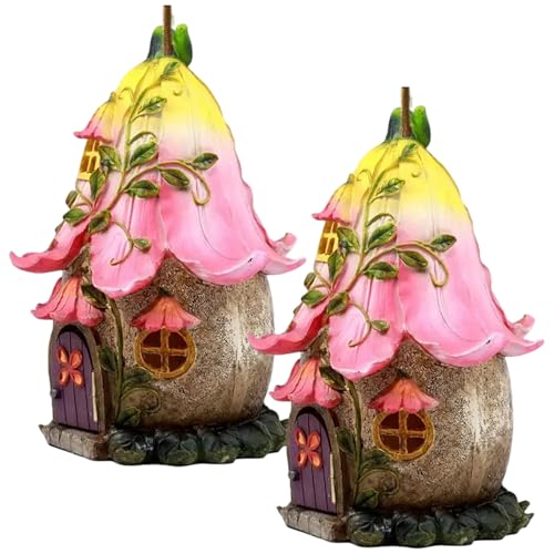SMELEYOU 2pcs feenhäuser für den Garten Acrylfee Garten Ornamente im Freien 3 9 Zoll Höhe wetterfeste realistische Ornamente für den Innenhaus im Freien von SMELEYOU