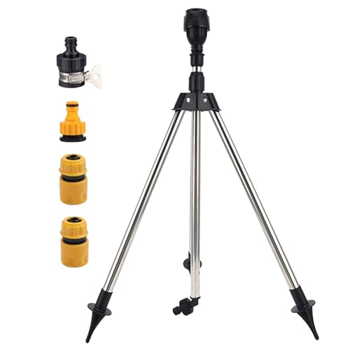 SMELEYOU 360 ° rotierende Stativsprinkler 25 37 Teleskop Doppel Seitigen Gartensprinkler großer Fläche Wassersprinkler mit Metallstativbasis für Garten Yard Rasen von SMELEYOU