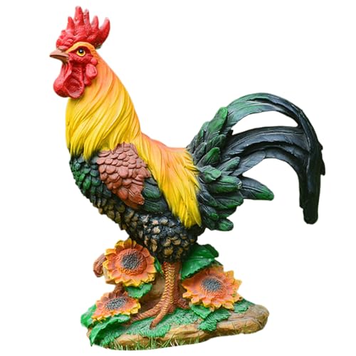 SMELEYOU Hahnstatue lebensechter lebendiger Hahn -Figur künstlicher Harzdekor mit Sonnenblumen Basi SMELEYOU Hahnstatue lebensechter lebendiger Hahn -Figur künstlicher Harzdekor mit Sonnenblumen Basi von SMELEYOU
