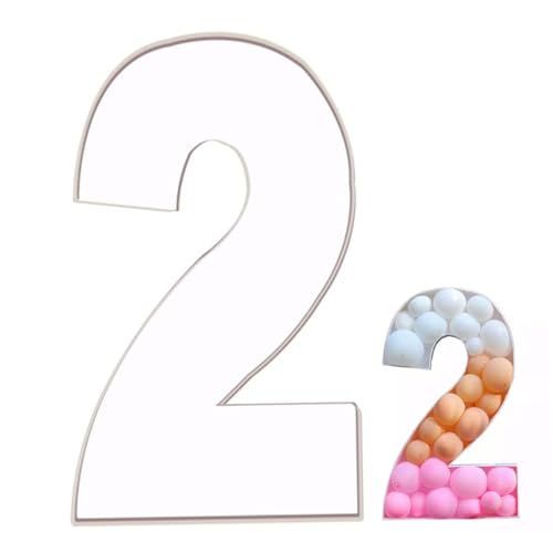 SMELEYOU Kartonnummern Stehen Wiederverwendbare Nummer 2 Ballon Rahmen Festzelt Leuchtnummern für Geburtstag Hochzeitsfeier Dekor Home Accessoire von SMELEYOU