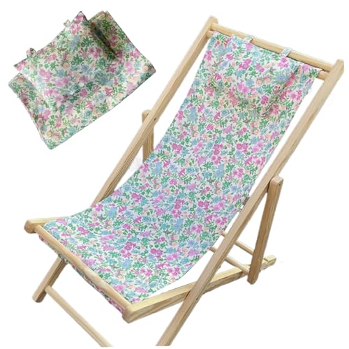 SMELEYOU Patio -Stuhl Ersatzstoff 45x17 in Leinwand Schlinge Stuhl Stoff Austausch mit Kissen weich atmungsable erfrischende Blumenmuster Terrasse (grüne Blumenmuster) von SMELEYOU