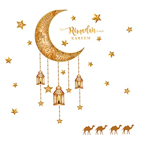 Ramadan Dekoration, Ramadan Sticker,Ramadan Aufkleber,Wand Dekoration,Ramadan -Fensteraufkleber Eid Mubarak Dekoration Mond Laternenfenster FüR Wohnzimmer Schlafzimmer (30 * 40 Cm) von SMELEYOU