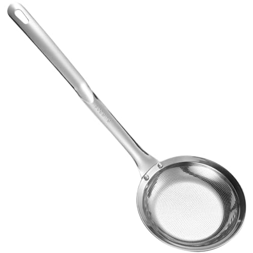 SMELEYOU Slotted Spoon Skimmer Löffel langes Sieb Sieb Löffel feines Mesh Sieb Edelstahlölfilter Löffel für Skimming Fett und Schaumkochen Frittieröl m von SMELEYOU